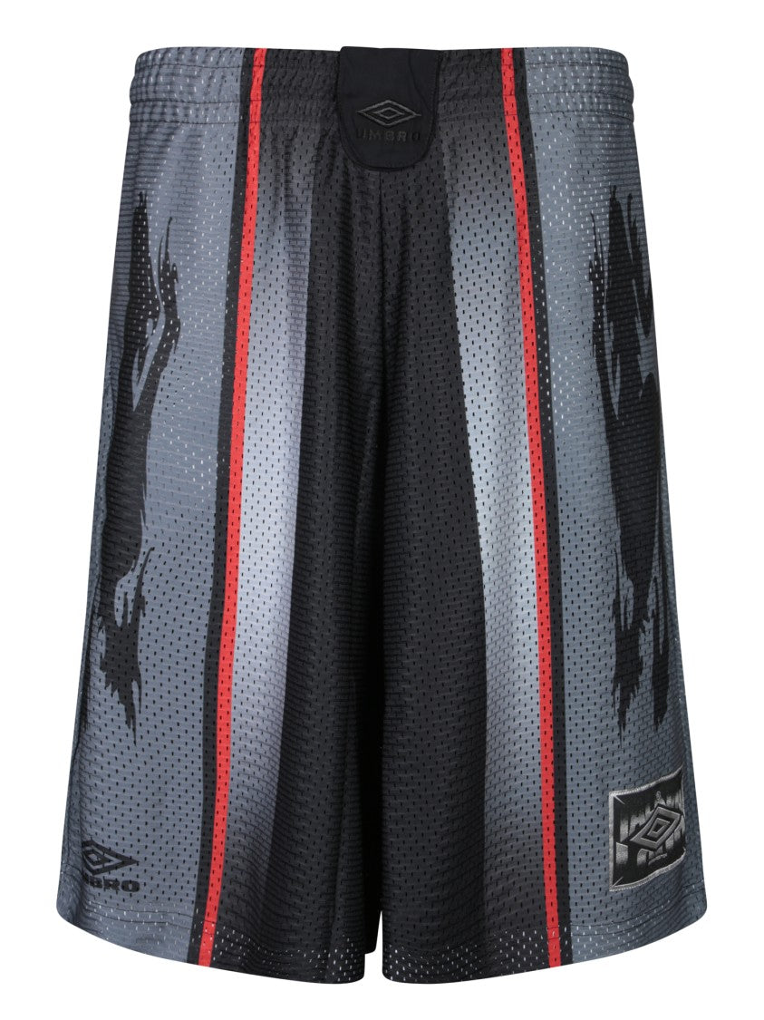 Umbro Breathable Black Bermuda Shorts With Contrasting Red Stripes