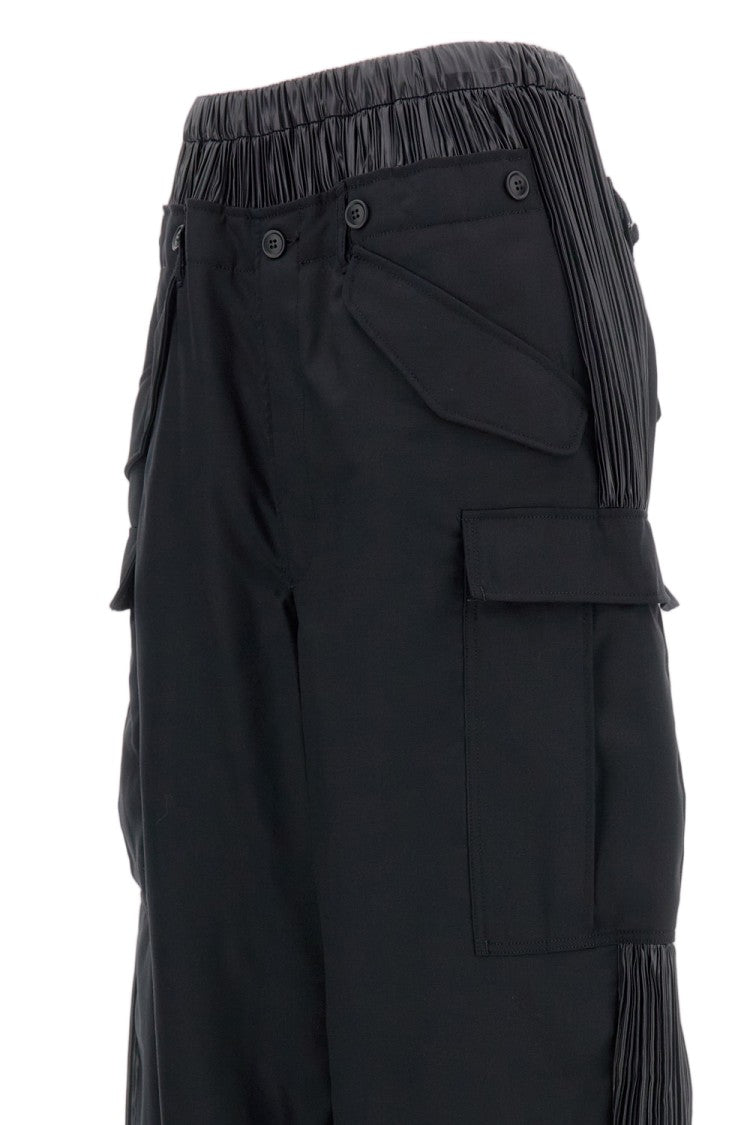 Junya Watanabe Baggy Cargo Trousers With Pleated Inserts And Flap Pockets