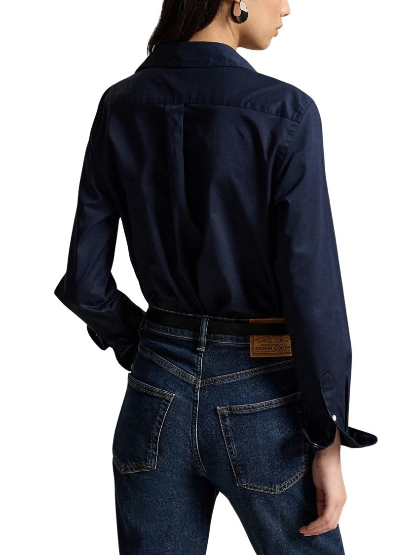 Polo Ralph Lauren Structured Collar Cotton Twill Shirt With Embroidered Logo