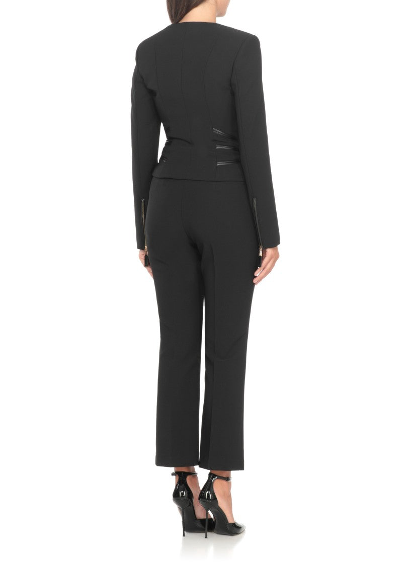Elisabetta Franchi Fitted Crepe Jacket With Structured Seams