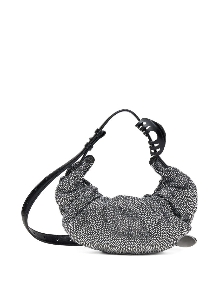 Diesel Ruched Textured Shoulder Bag With Leather Accents