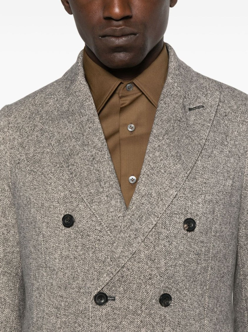 Circolo 1901 Double-Breasted Herringbone Jacket With Tailored Fit