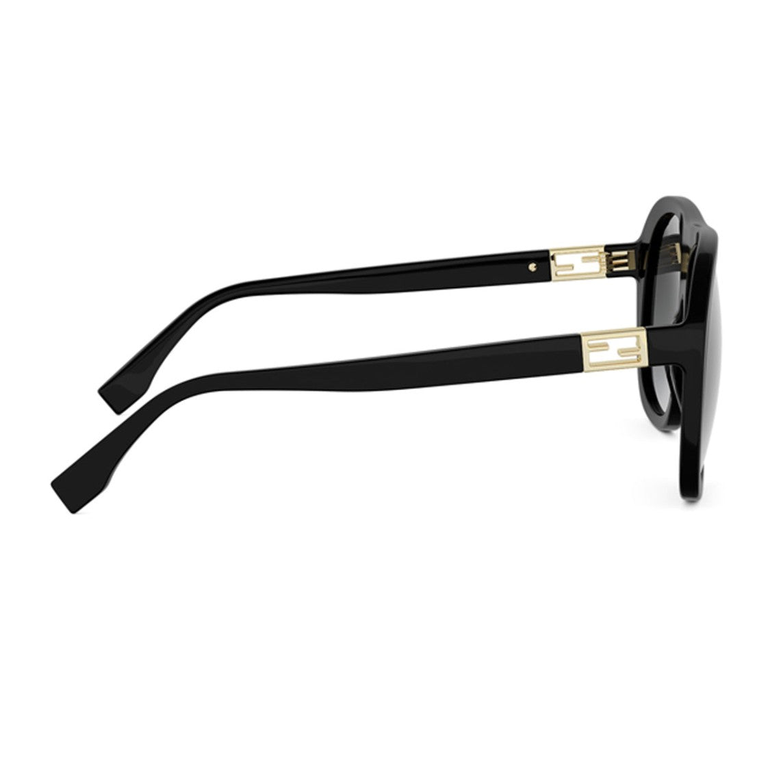 Fendi Black Tube Oversized Aviator Acetate Sunglasses