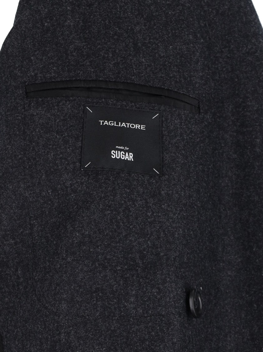 Tagliatore Double-Breasted Virgin Wool Blazer With Silver Detail