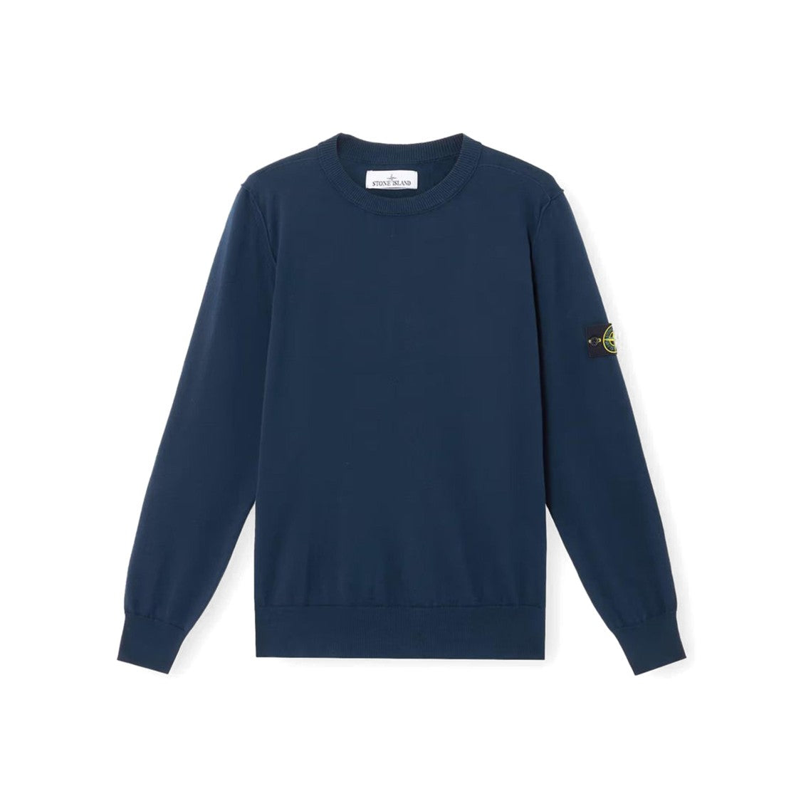 Stone Island Classic Blue Cotton Sweater With Crew Neck