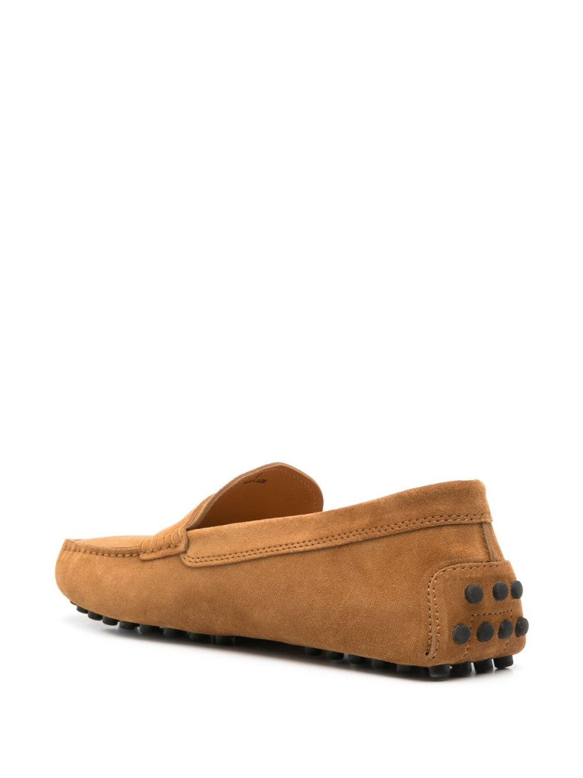 Tod's Caramel Brown Debossed Logo Lug Flats