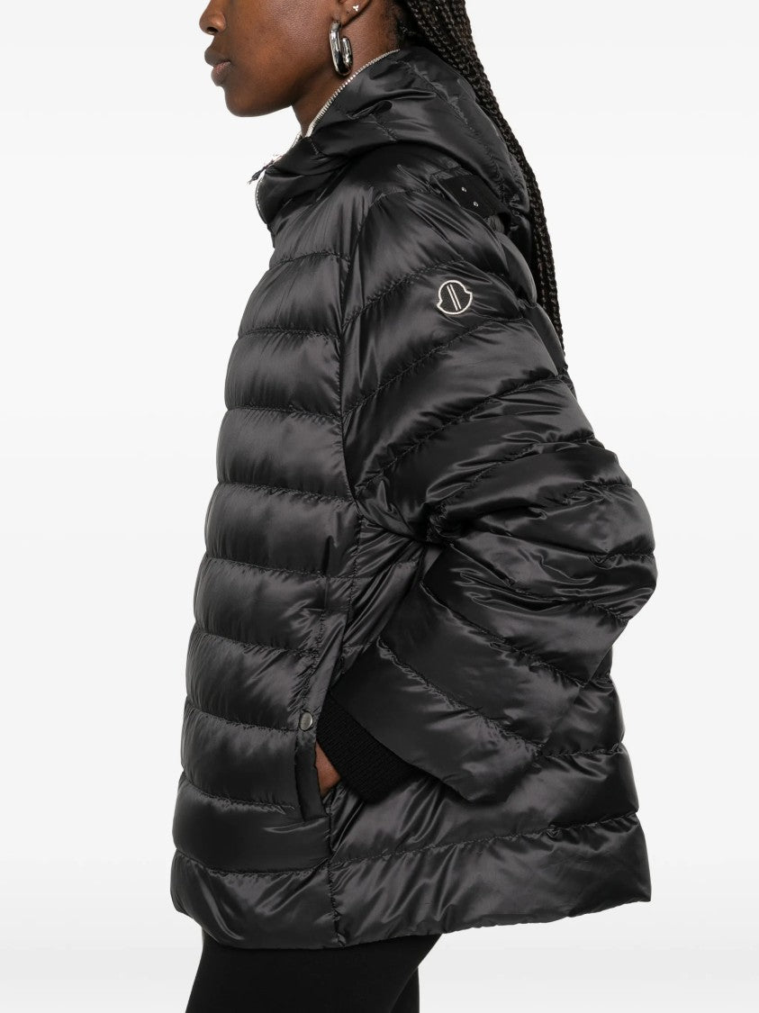 Moncler X Rick Owens Black Woven Quilted Cropped Jacket