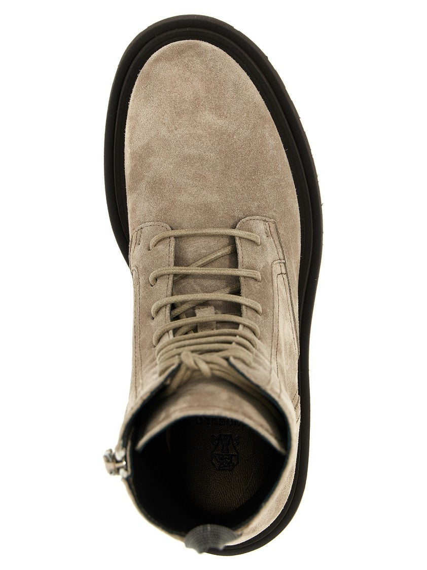 Brunello Cucinelli Suede Combat Boots Monile