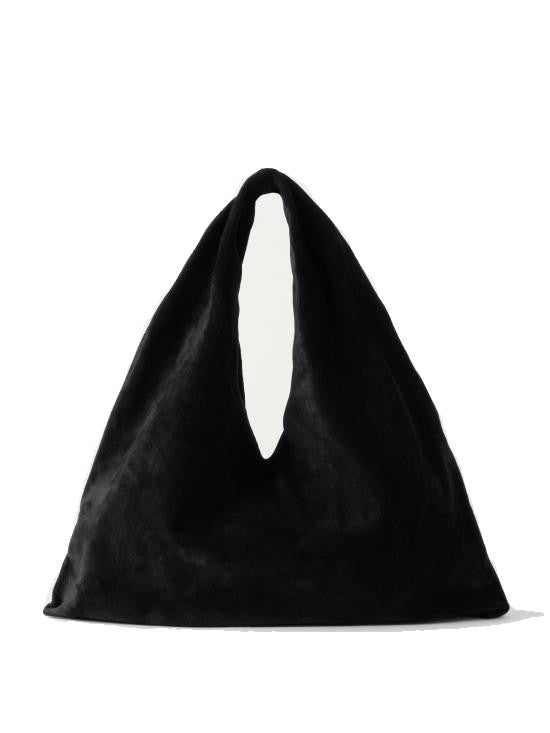 The Row Triangular Black Calf Leather Tote