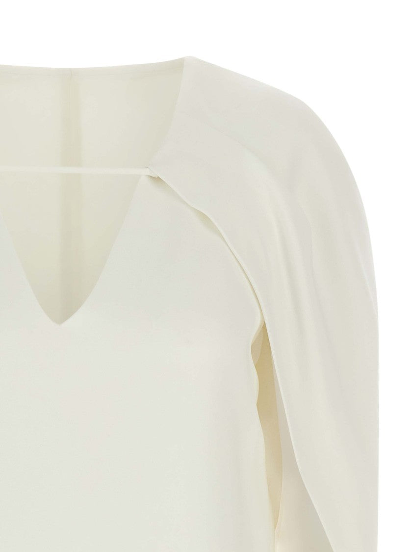 Alberta Ferretti Cape-Inspired Stretch Cady Top With Draped Elegance
