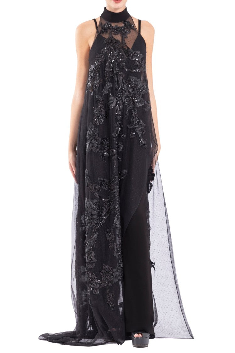 Saiid Kobeisy Crepe Jumpsuit With Beaded Maxi Top