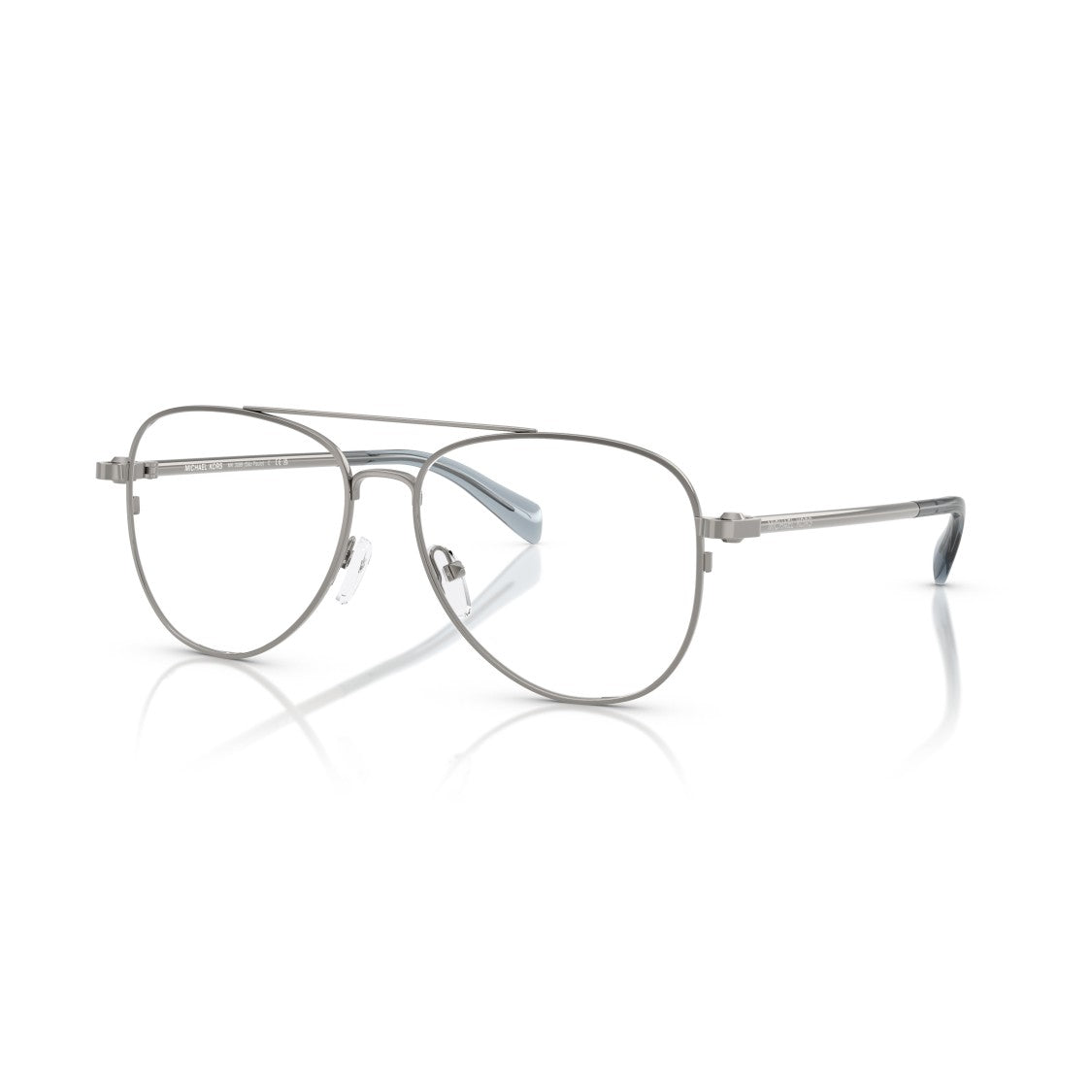 Michael Kors 0Mk3089 Double Bridge Silver Metal Sunglasses With Rounded Lenses