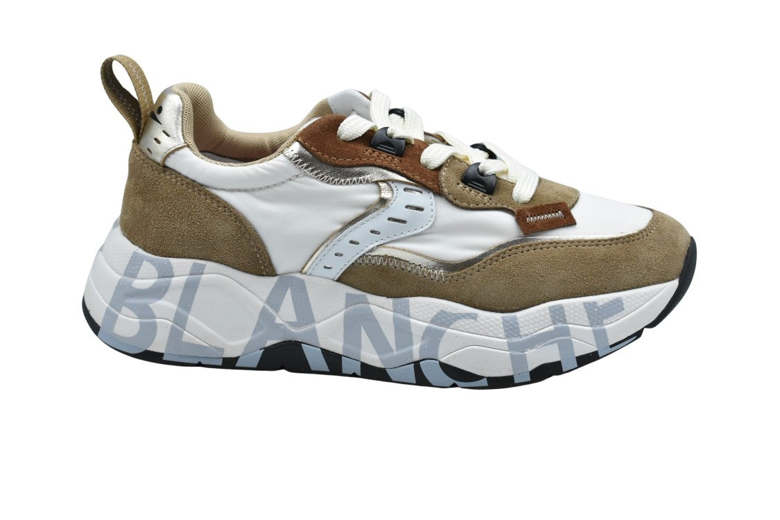 Voile Blanche Brown Textured Lace-Up Sneakers