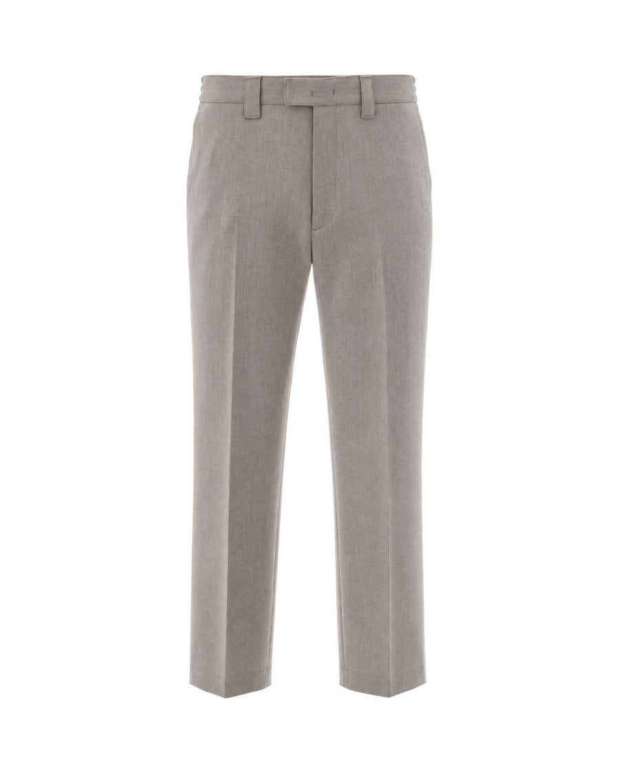Paolo Pecora Beige Viscose-Blend Regular-Fit Straight-Leg Pants