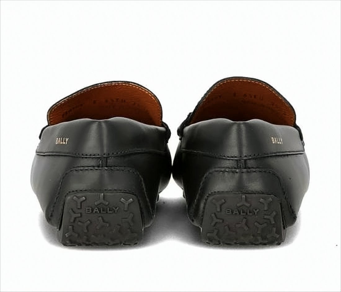 Bally Black Leather Loafers With Red