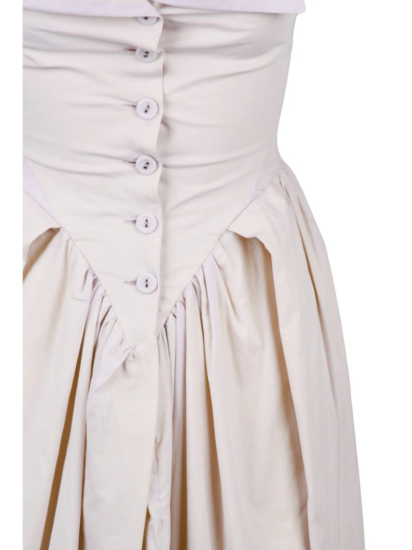 Vivienne Westwood Anglomania Fitted Cotton Dress With Button Closure And Gathered Skirt