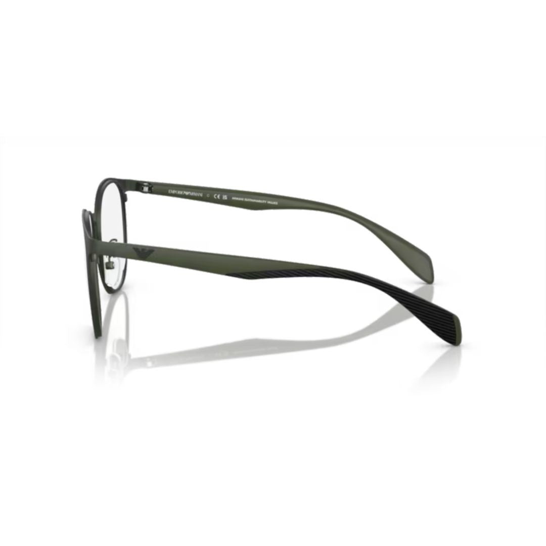 Emporio Armani 1148 Vista Rounded Frame Metal Eyeglasses With Textured Temples