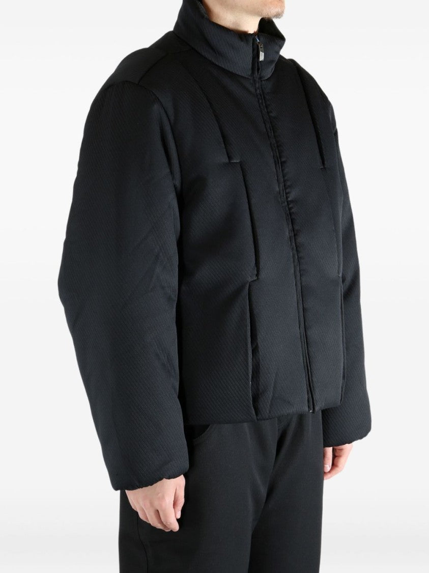Ader Error Boxy Black Panelled Jacket With High Collar And Zipper Closure