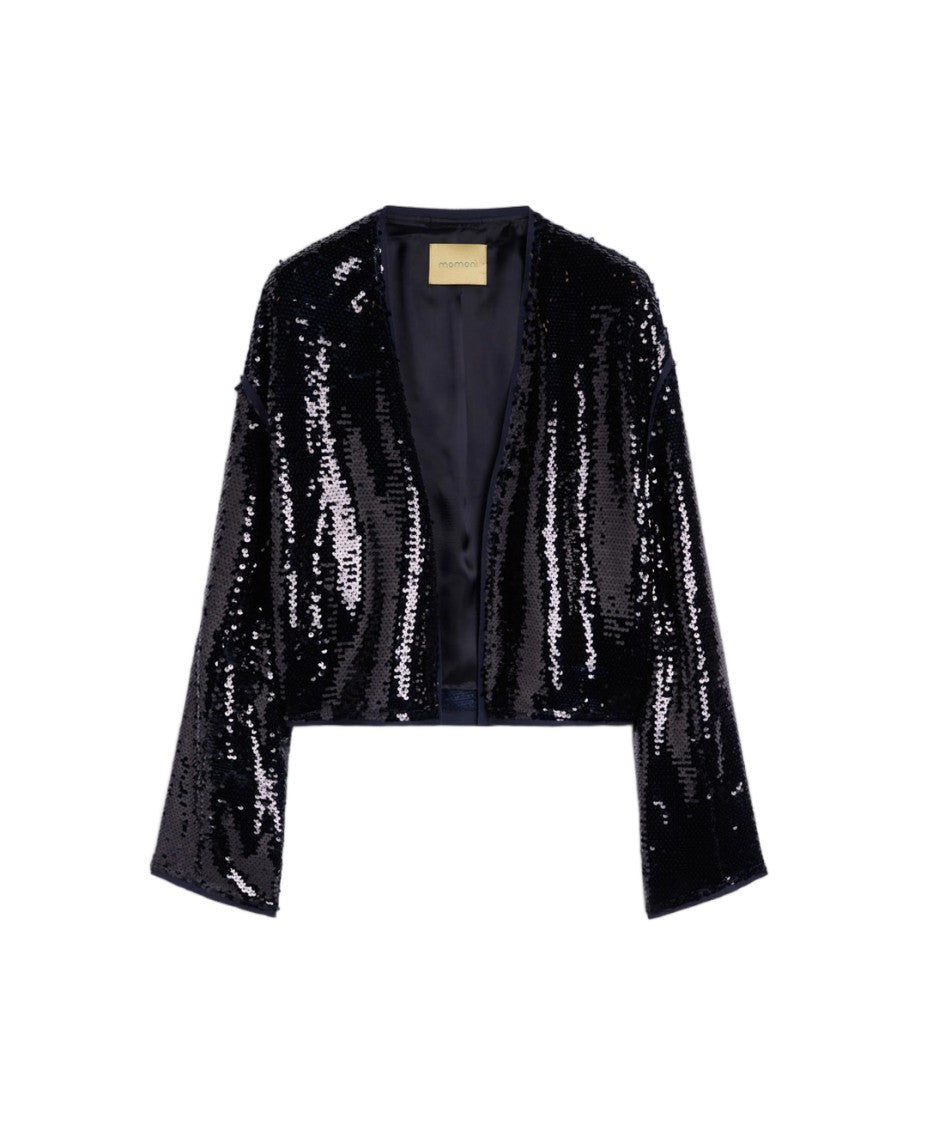 Momonì Pahoke Deconstructed Raw Edge Sequined Spencer Jacket