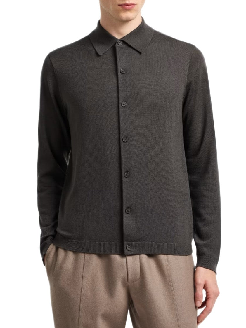 Emporio Armani Classic Front-Button Cardigan In Pure Virgin Wool