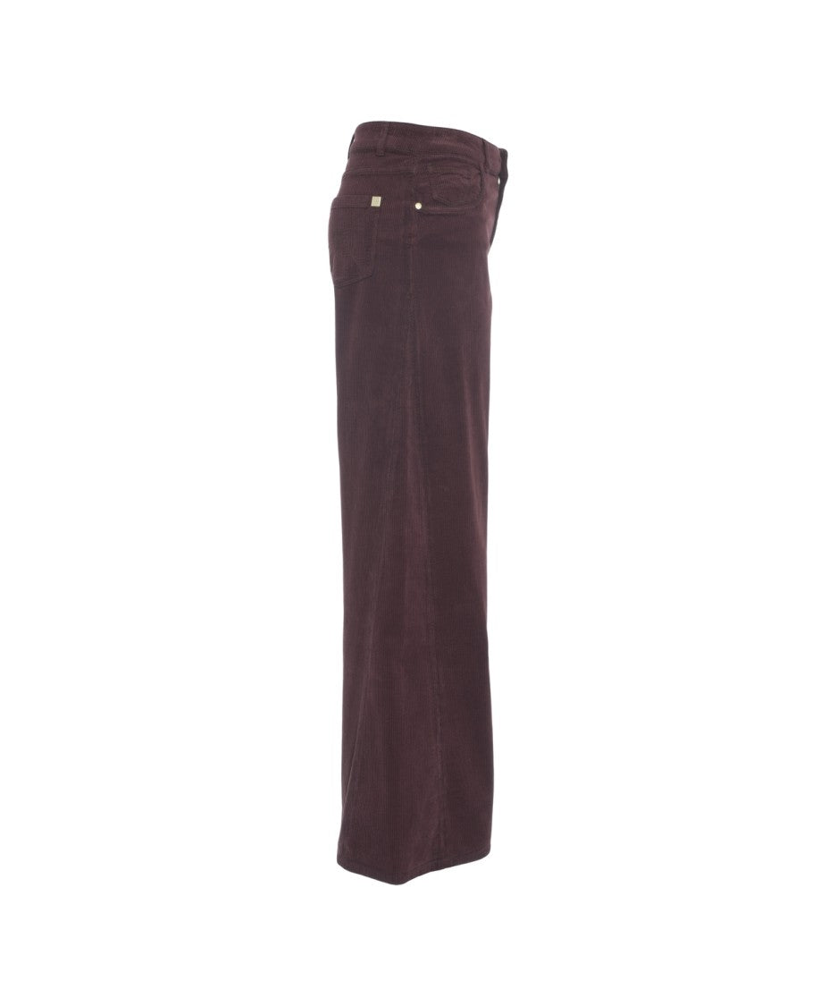 Kaos Burgundy Wide-Leg Trousers With High-Waist Design
