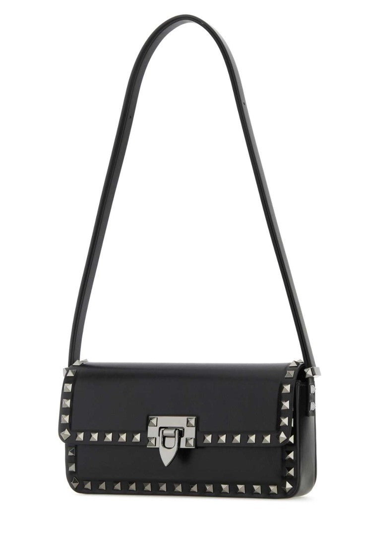 Valentino Garavani Black Leather Rockstud Shoulder Bag