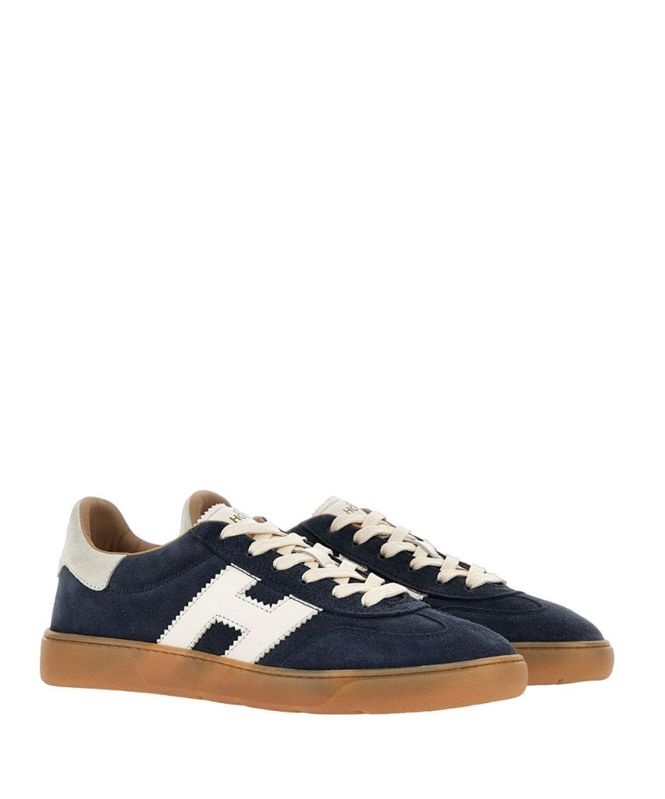 Hogan Navy Suede Sneakers With Contrasting Logo