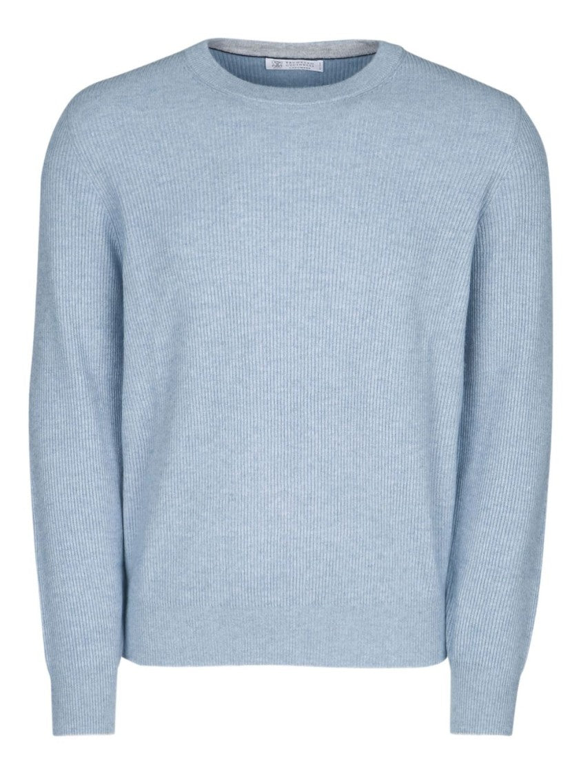 Brunello Cucinelli Ribbed Knit Sweater With Classic Crew Neck And Long Sleeves