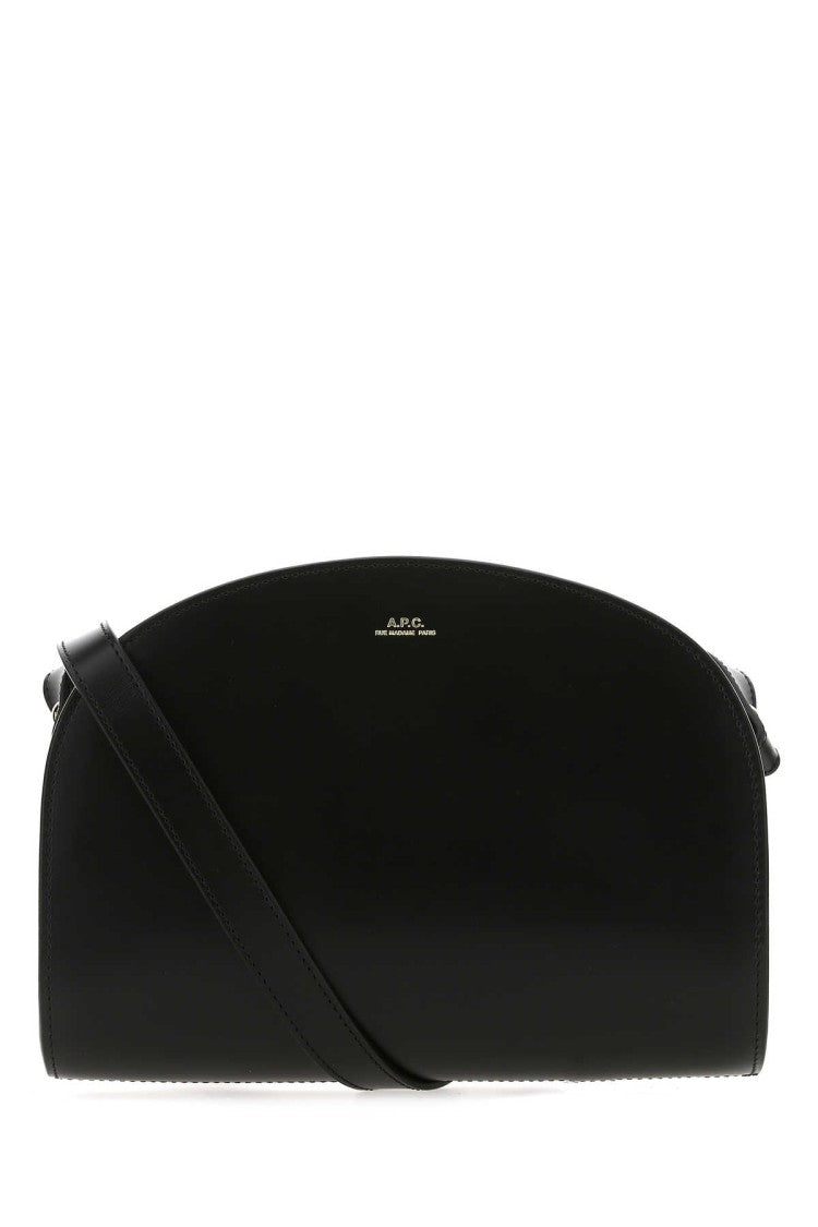 A.P.C. Black Leather Demi Lune Shoulder Bag