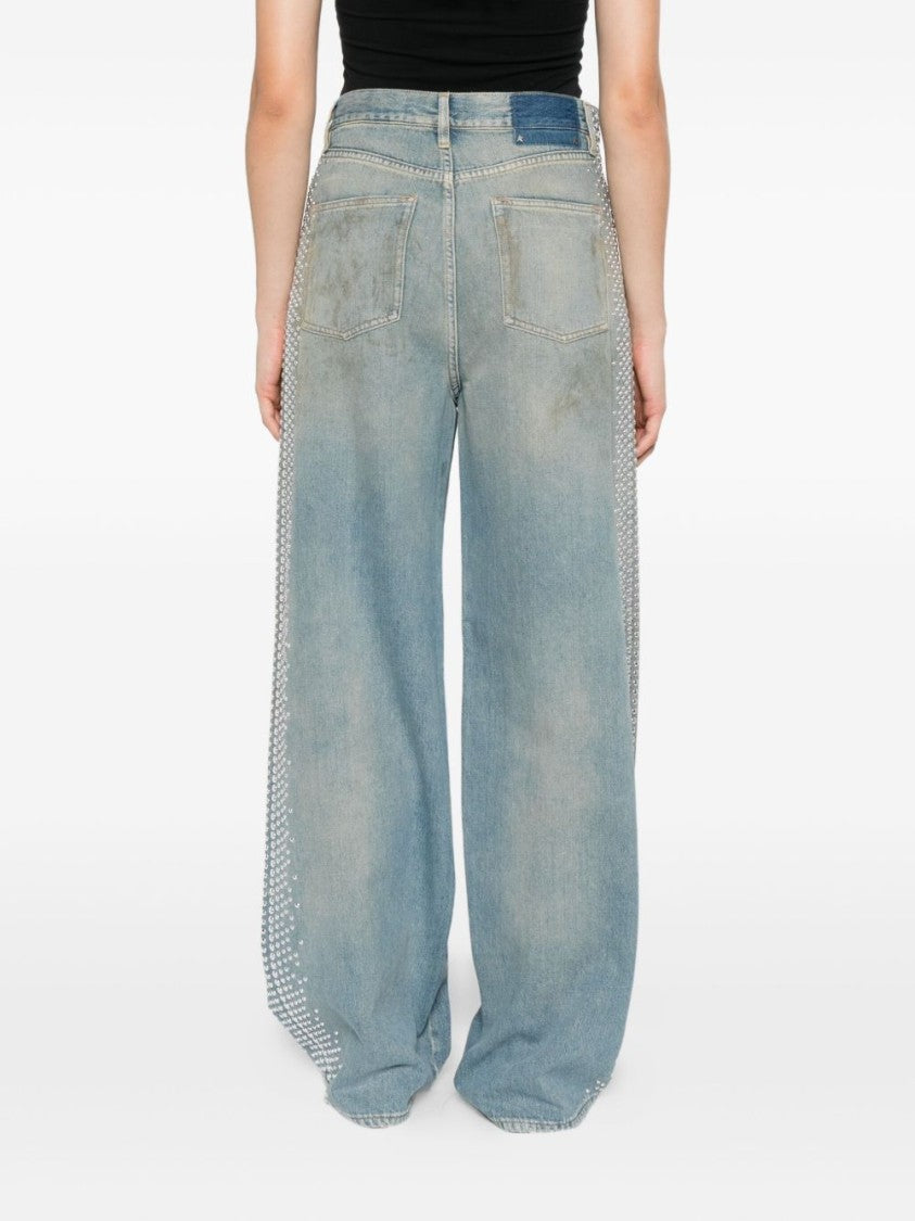 Golden Goose Distressed Light Blue Wide-Leg Jeans