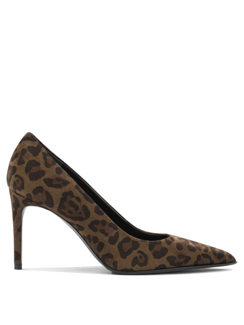 Sergio Levantesi Pointed Toe Brown Suede Pumps With Leopard Print Detail