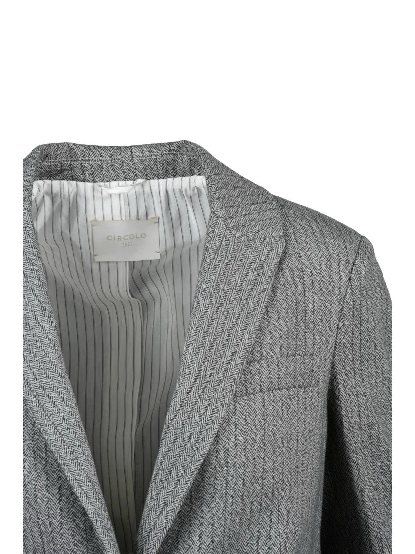 Circolo 1901 Rounded Silhouette Jacket With Notched Lapel And Textured Fabric