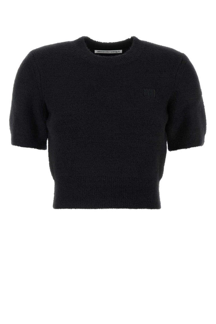 T By Alexander Wang Black Stretch Nylon Sweater
