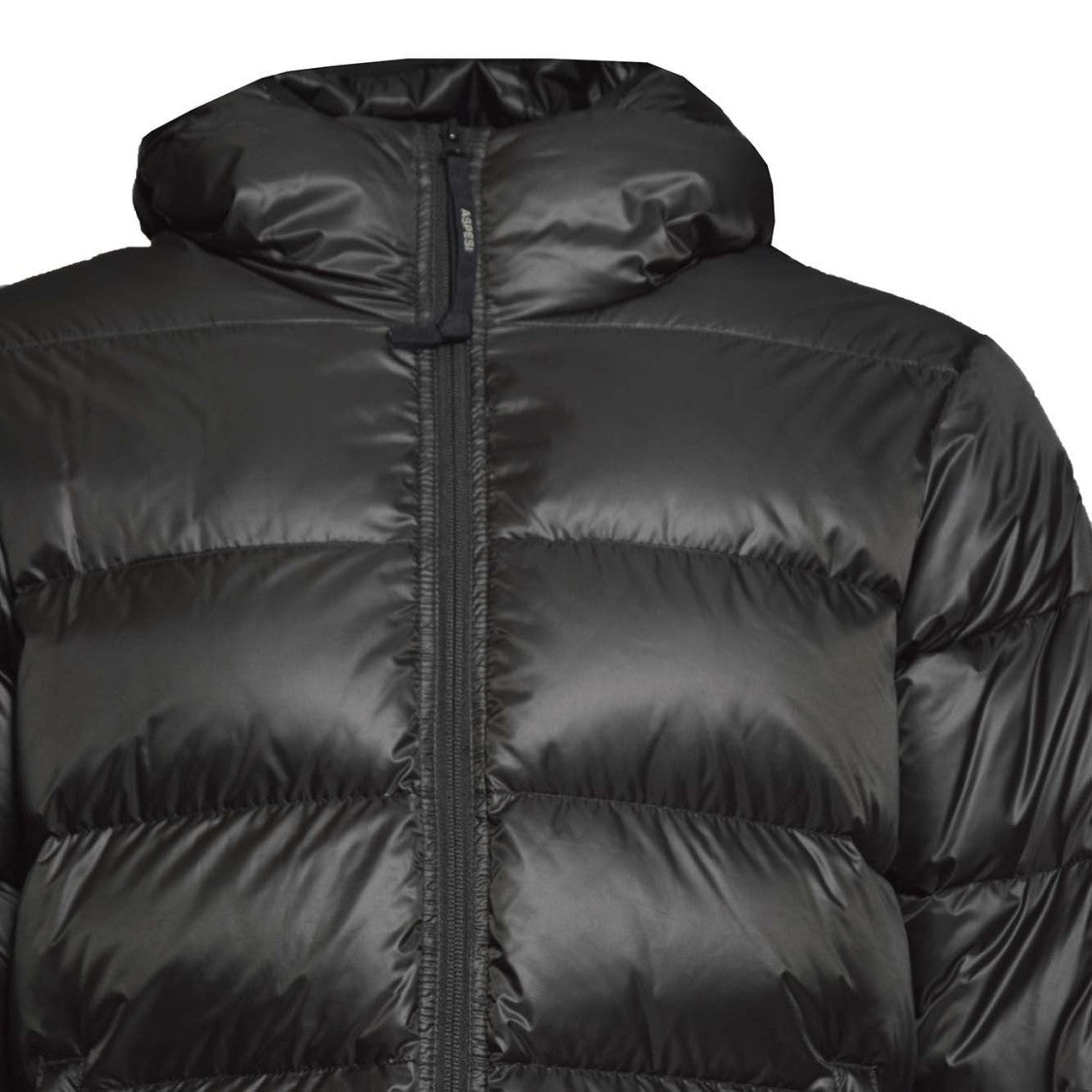 Aspesi Budd Puffer Jacket In Black Satin Fabric