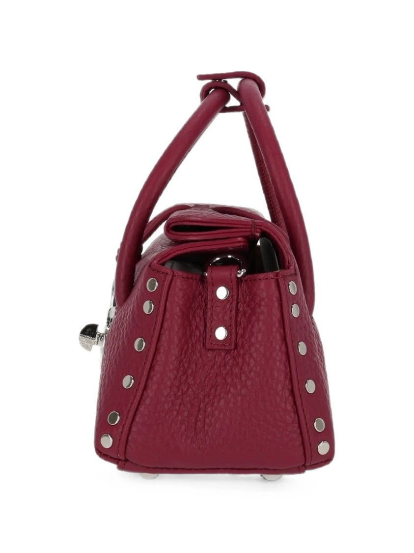 Zanellato Structured Burgundy Leather Handbag With Silver Turn-Lock Closure