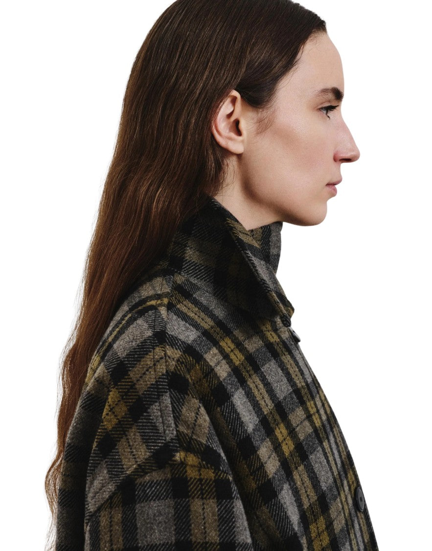 Pomandère Military Tartan Wool-Blend Oversized Coat