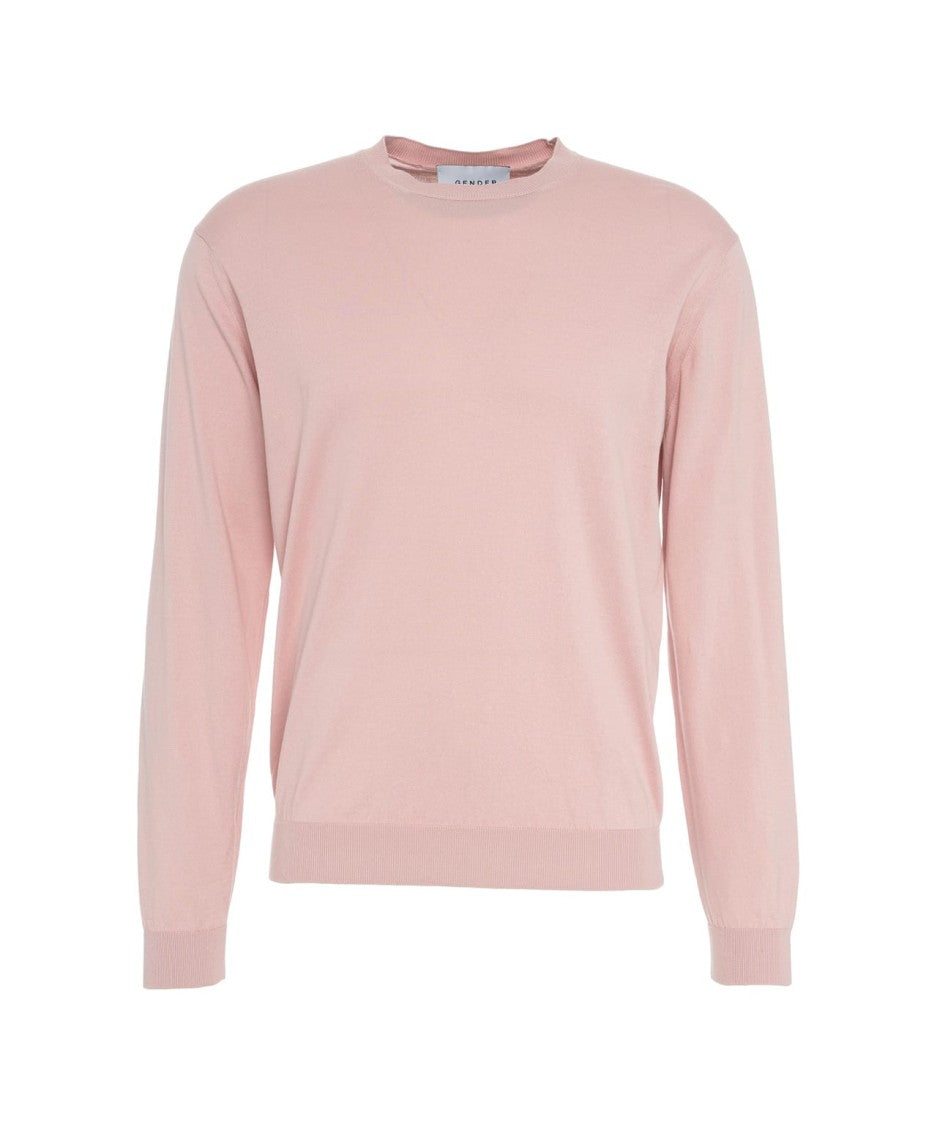 Gender Rose Knit Pullover With Ribbed Collar