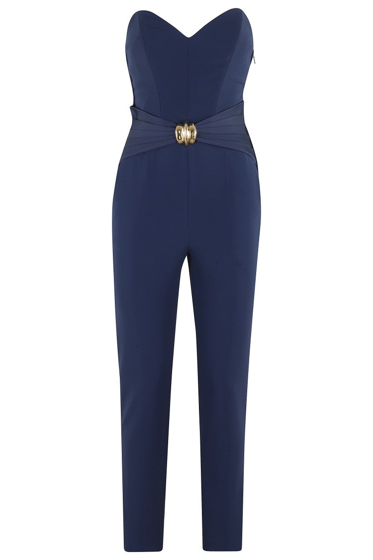 Elisabetta Franchi Sweetheart Neckline Jumpsuit With Jewel Detailing And Silhouette