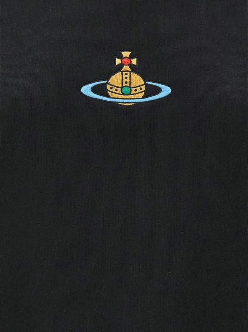 Vivienne Westwood Cropped Black Long-Sleeve Sweatshirt With Embroidered Emblem