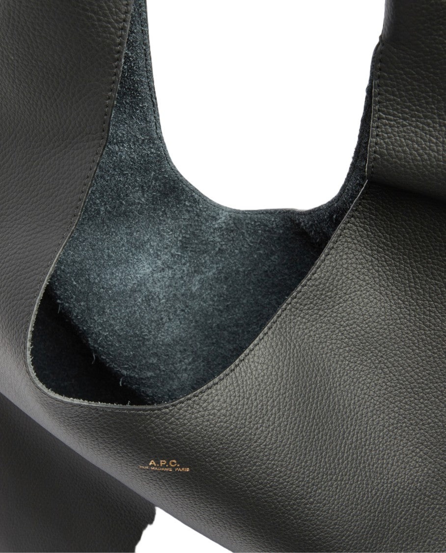 A.P.C. Black Le Neige Grained Leather Tote Bag