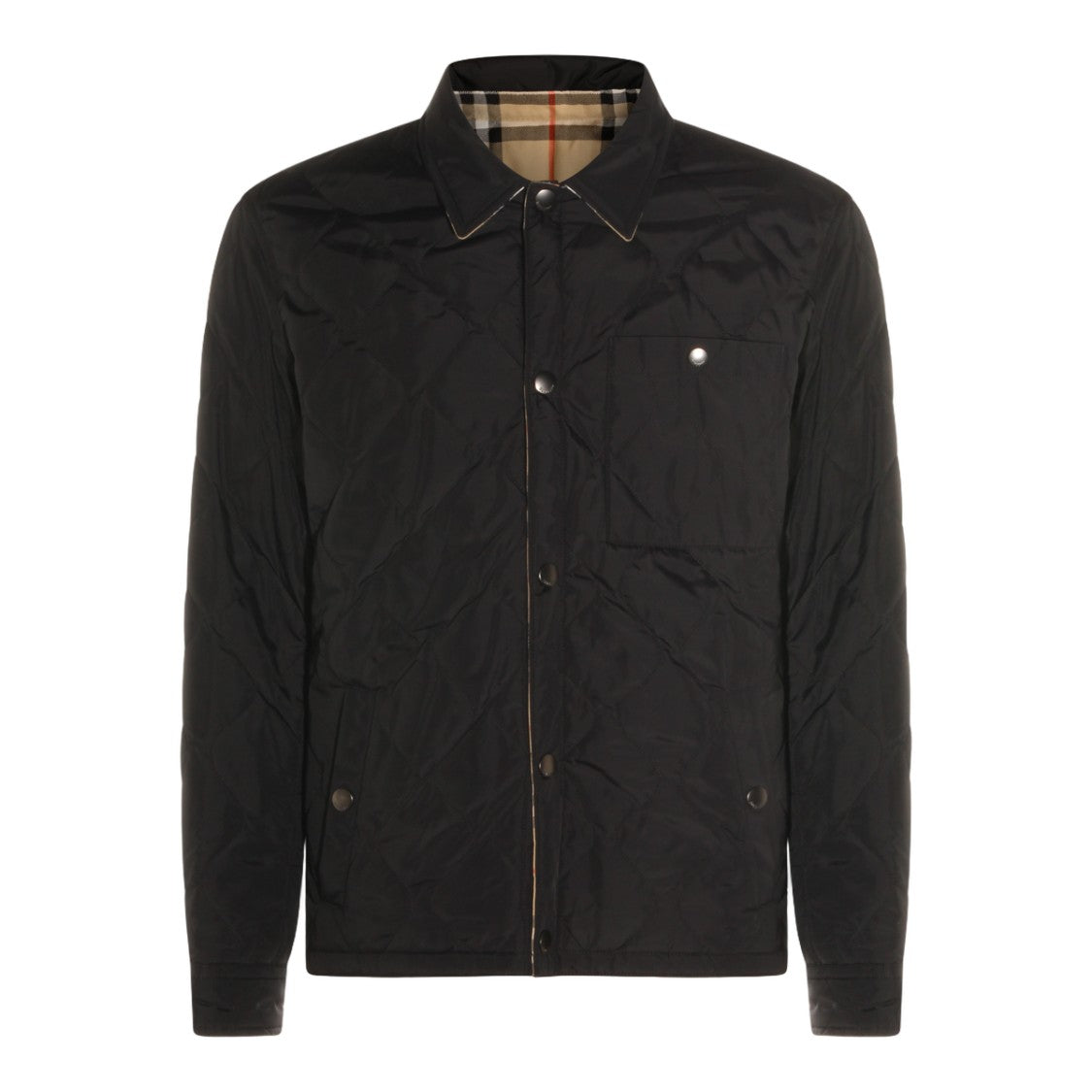 Burberry Quilted Black Jacket With Classic Collar