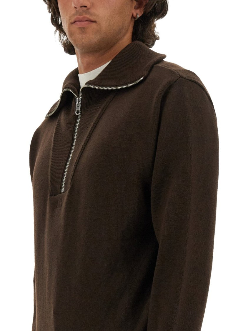 Courrèges Knitted Polo With Zip-Up Collar