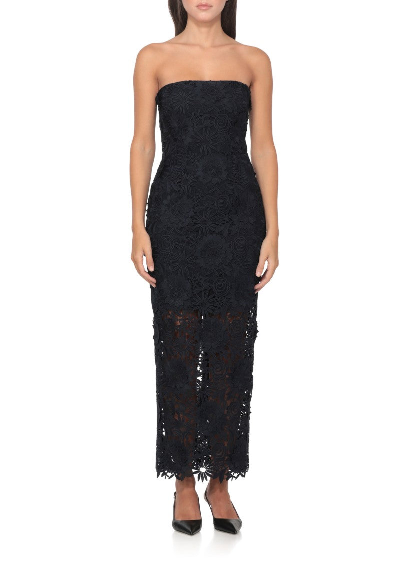 Rotate Black Lace Dress With Intricate Floral Pattern