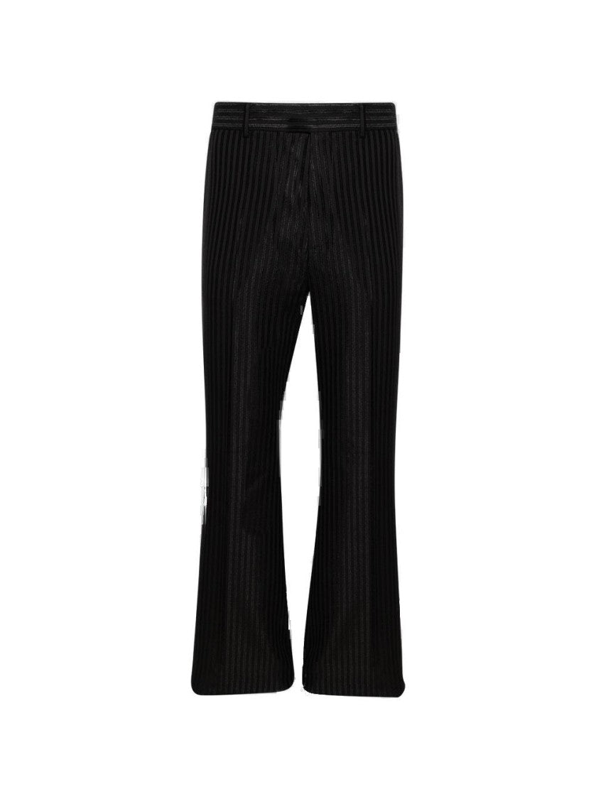 Amiri Striped Creased Flare Pants Black
