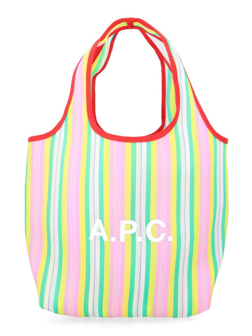 A.P.C. Ninon Pastel Striped Cotton Tote Bag