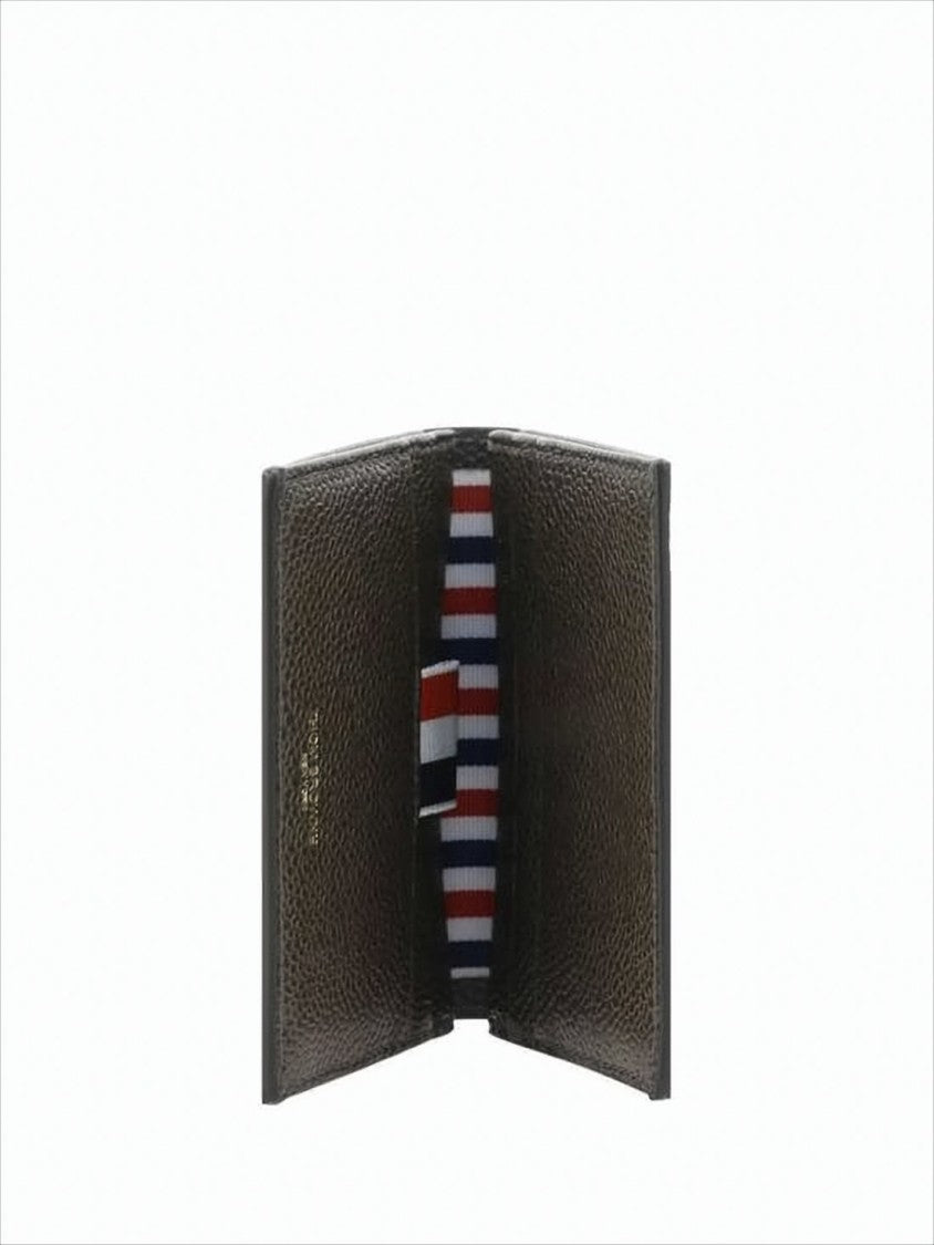 Thom Browne Compact Bifold Wallet In Textured Cowhide Leather