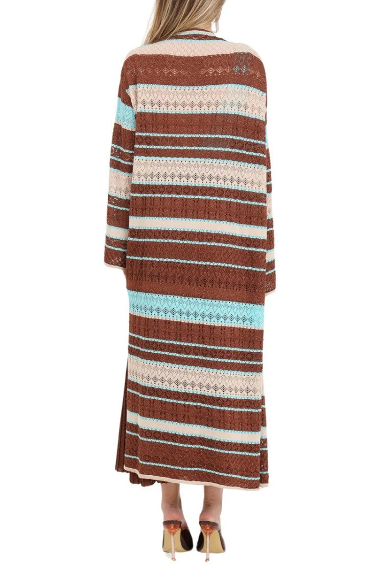 Akep Viscose/Polyester Cardigan - Brown/Beige