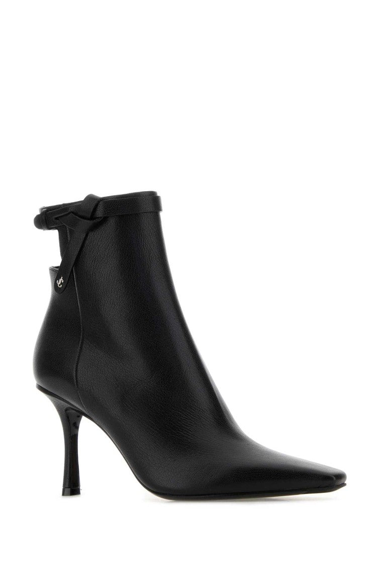 Jimmy Choo Black Leather Camie 85 Ankle Boots