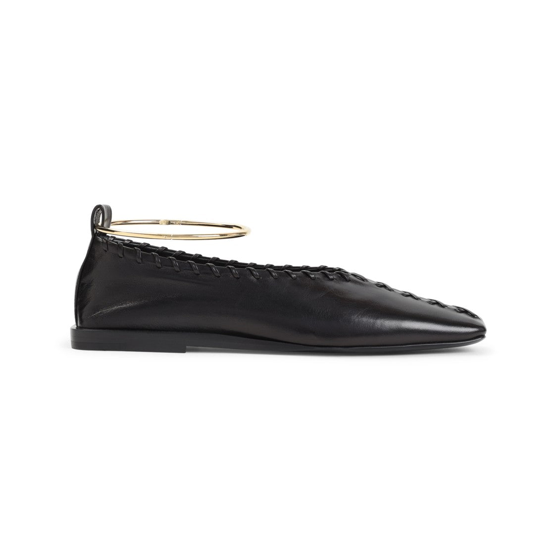 Jil Sander Pointed Toe Flats With Woven Detailing