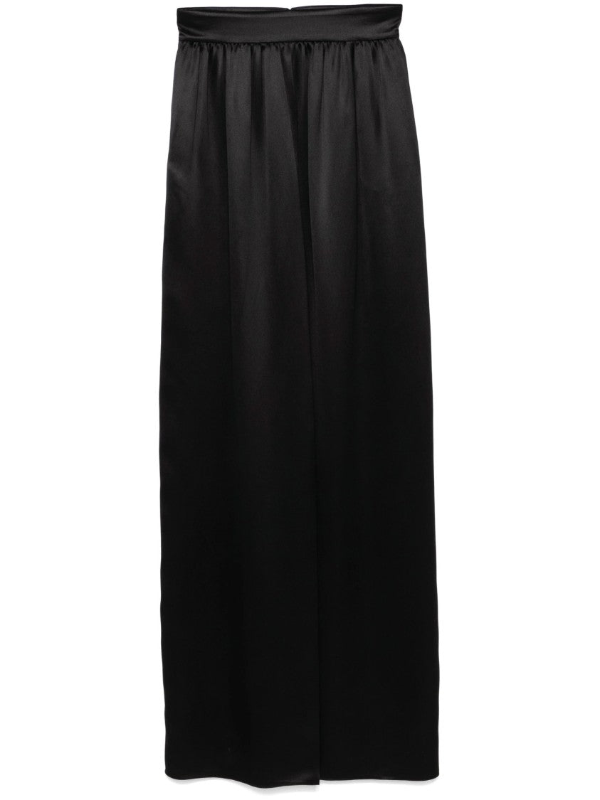 Dolce & Gabbana Maxi Skirt In Smooth Viscose With Gathered Waistband